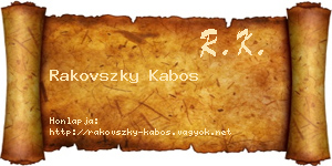 Rakovszky Kabos névjegykártya